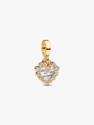 Charm pendente duplo com coração brilhante