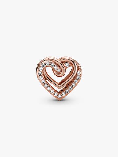 Charm Brilhante de Corações Entrelaçados