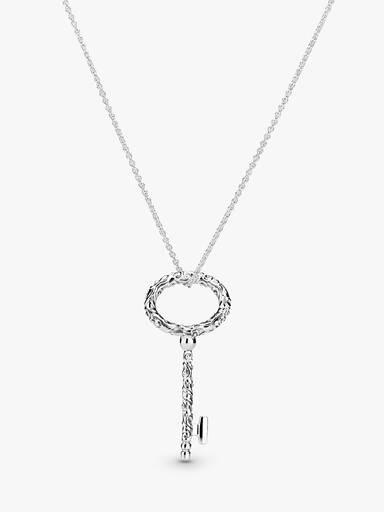 Regal pattern key silver pendant and necklace