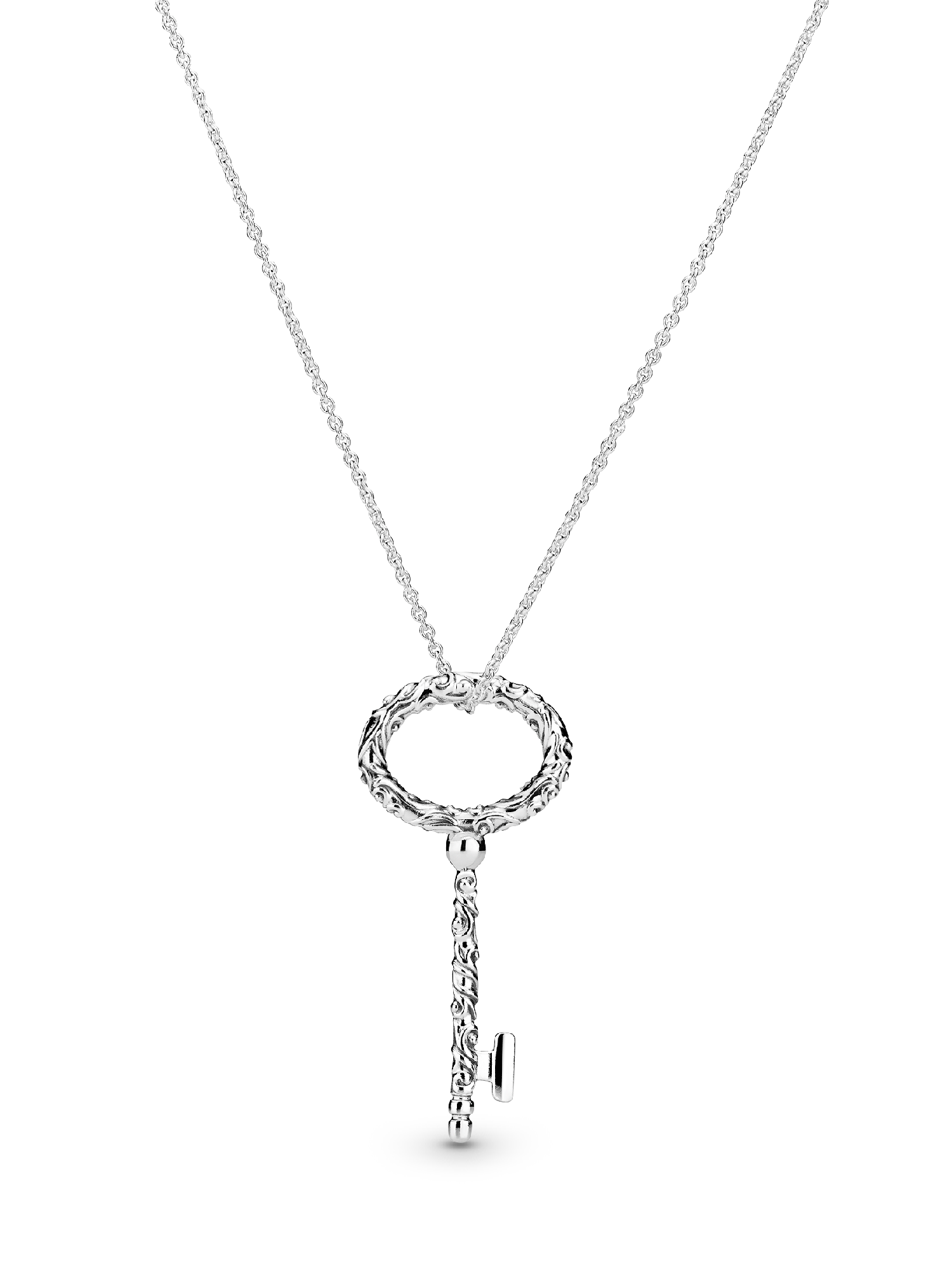 Regal pattern key silver pendant and necklace