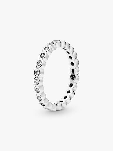 Small round eternity silver ring with cubic zirconia