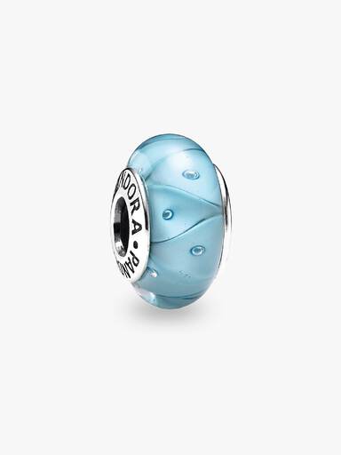 Abstract silver charm with turquoise murano glass