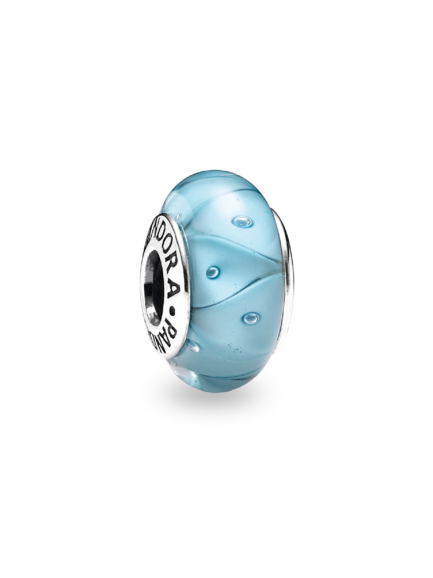 Abstract silver charm with turquoise murano glass
