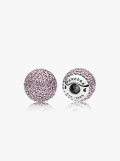 Interchangeable silver end caps with pink cubic zirconia