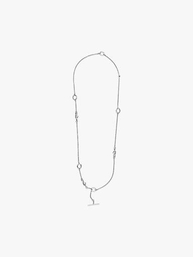 Knotted hearts silver T-bar necklace