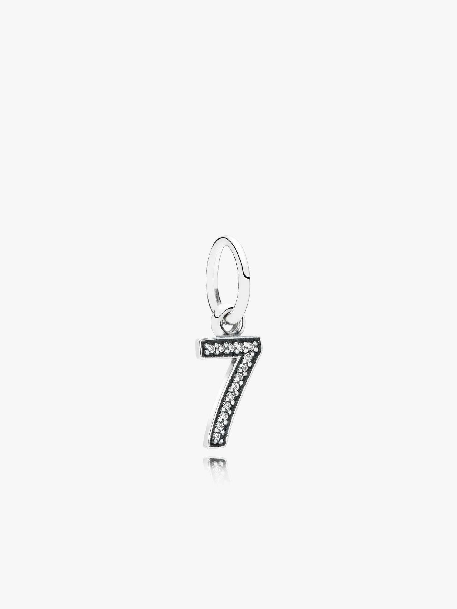 Number seven silver dangle with cubic zirconia