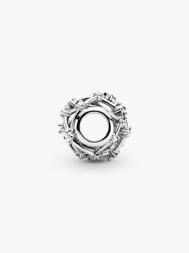 Openwork sterling silver charm with clear cubic zirconia