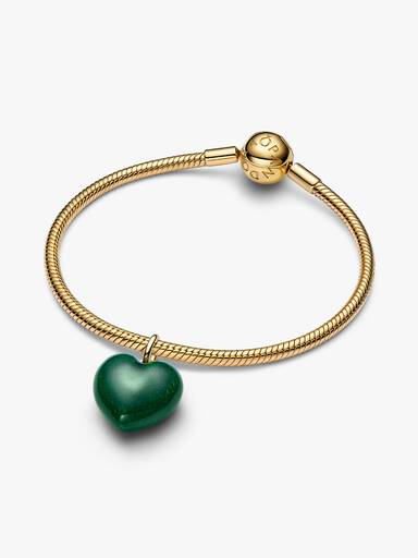 Charm Pendente de Coração Curvo Verde