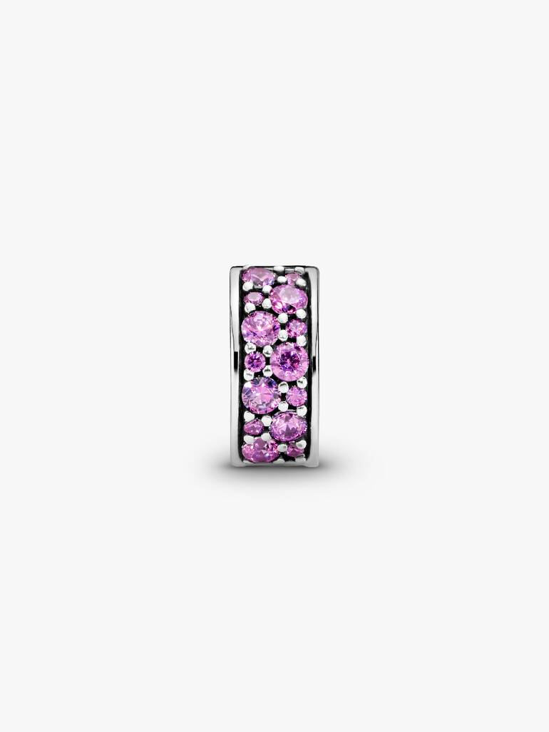 Silver clip with fancy purple cubic zirconia and silicone grip