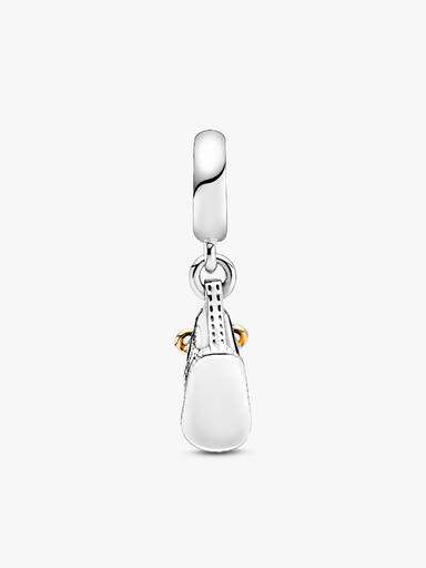 Baby shoe sterling silver and gold dangle