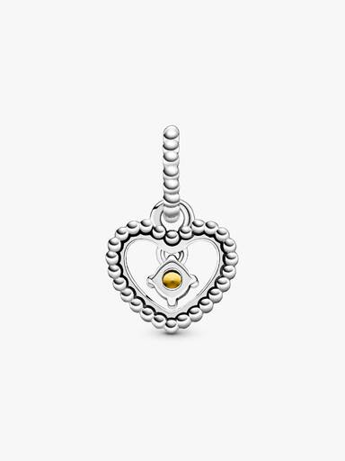 Heart sterling silver dangle with honey coloured crystal