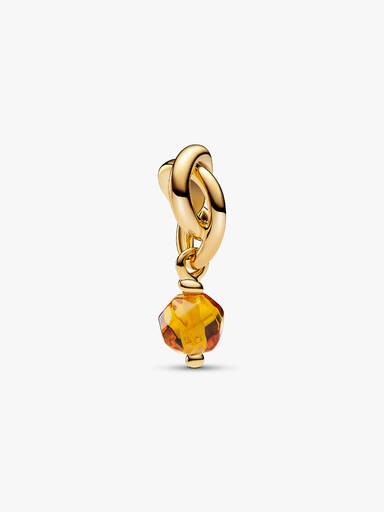 Charm pendente círculo da eternidade em mel facetado