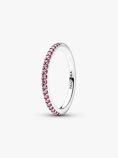 Anel Meia Aliança Rosa Brilhante