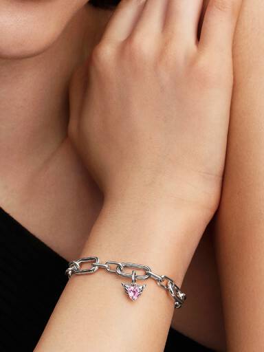 Mini Charm Pendente Coração Rosa com Asas