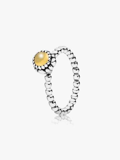 Silver ring, birthstone-November, citrine