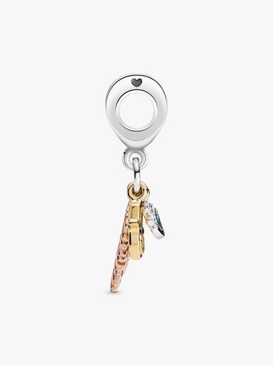 Charm Pendente Espiritualidade Mão de Hamsa, Olho que Tudo Vê e Pena