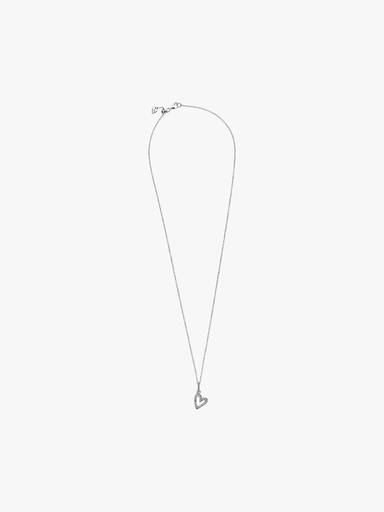 Heart sterling silver pendant with clear cubic zirconia and necklace