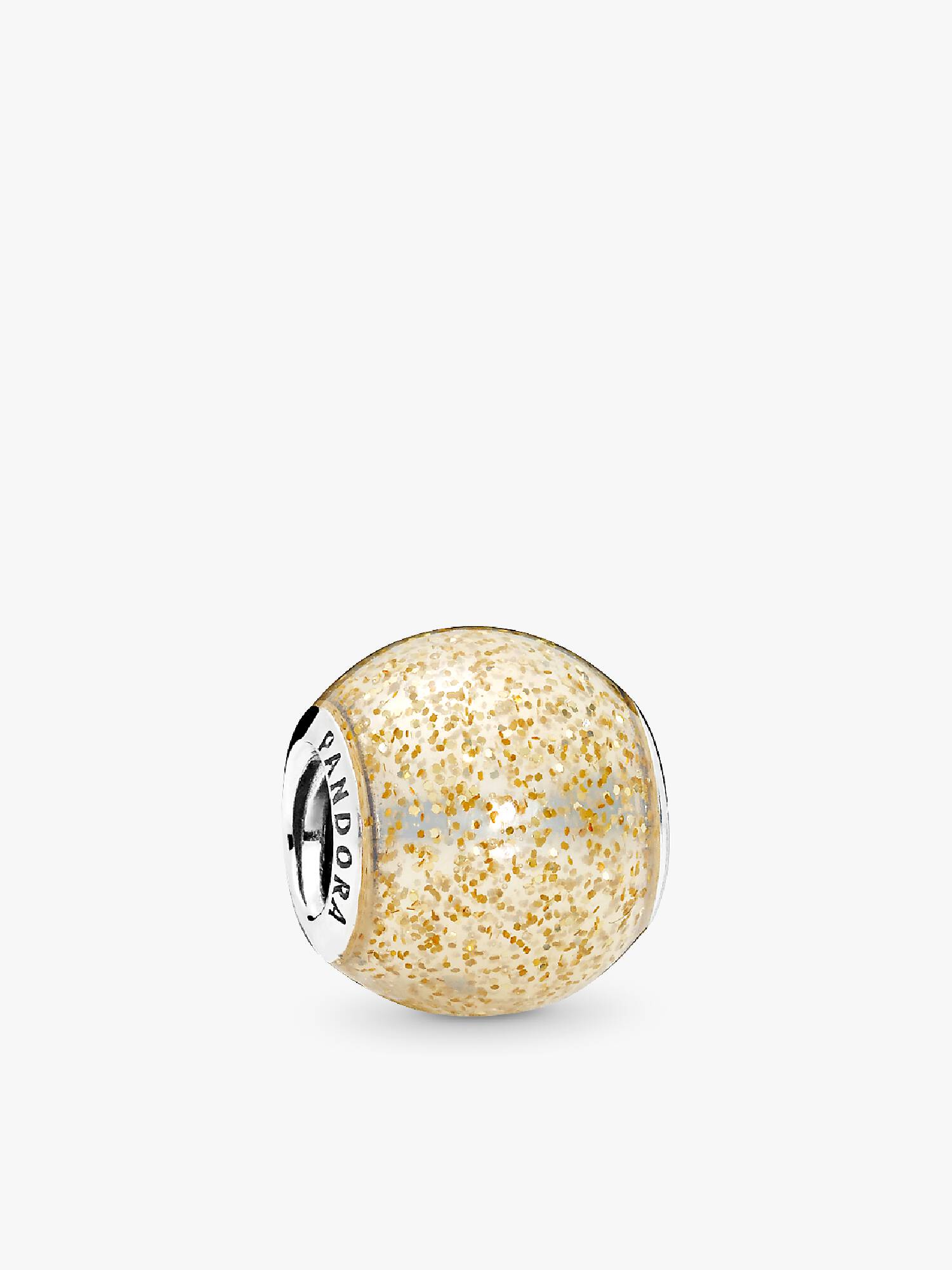 Silver charm with golden glitter enamel