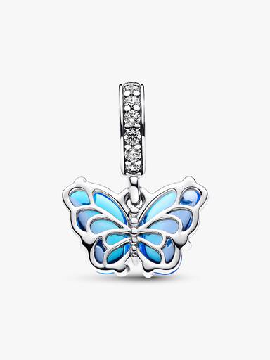 Charm pendente de borboleta em vidro de Murano em degradê azul