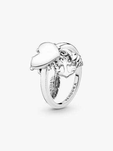 Heart trinity silver ring