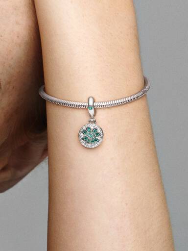 Charm pendente de trevo de quatro folhas da sorte