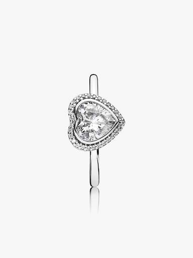 Heart silver ring with cubic zirconia