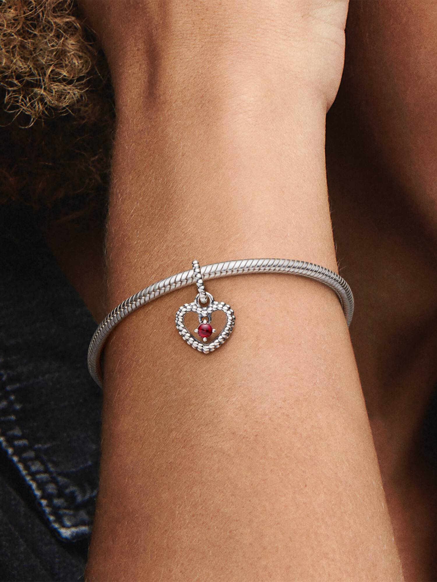 Heart sterling silver dangle with blazing red crystal