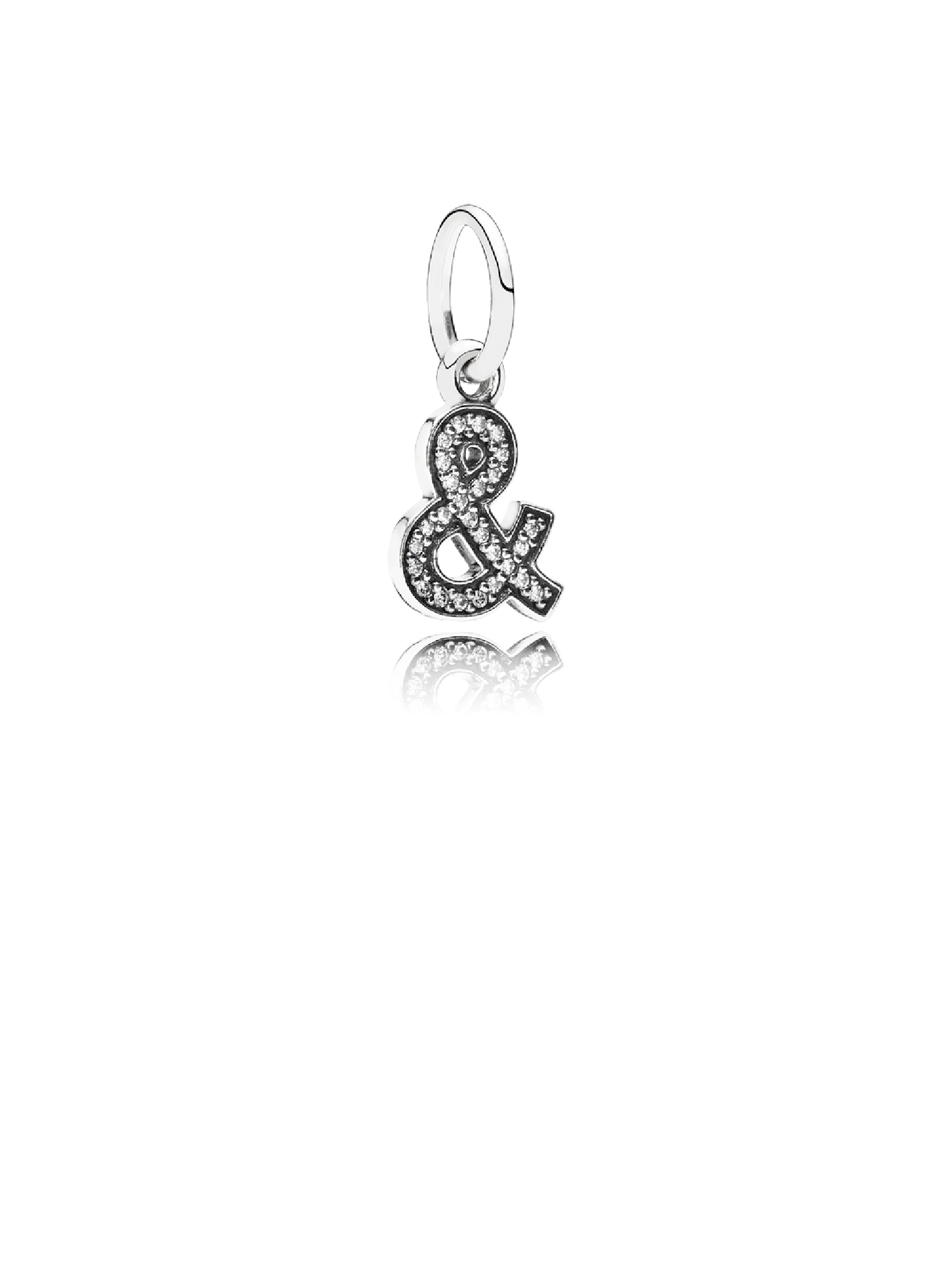 & sign silver dangle with cubic zirconia