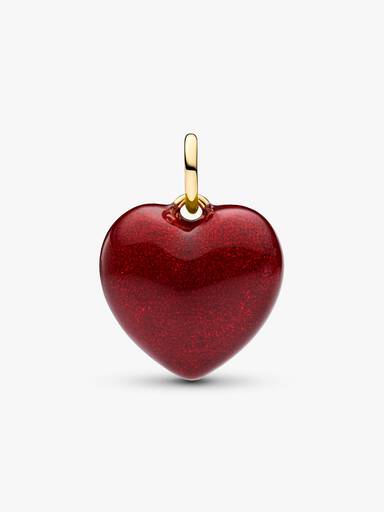 Charm Pendente de Coração Curvo Vermelho