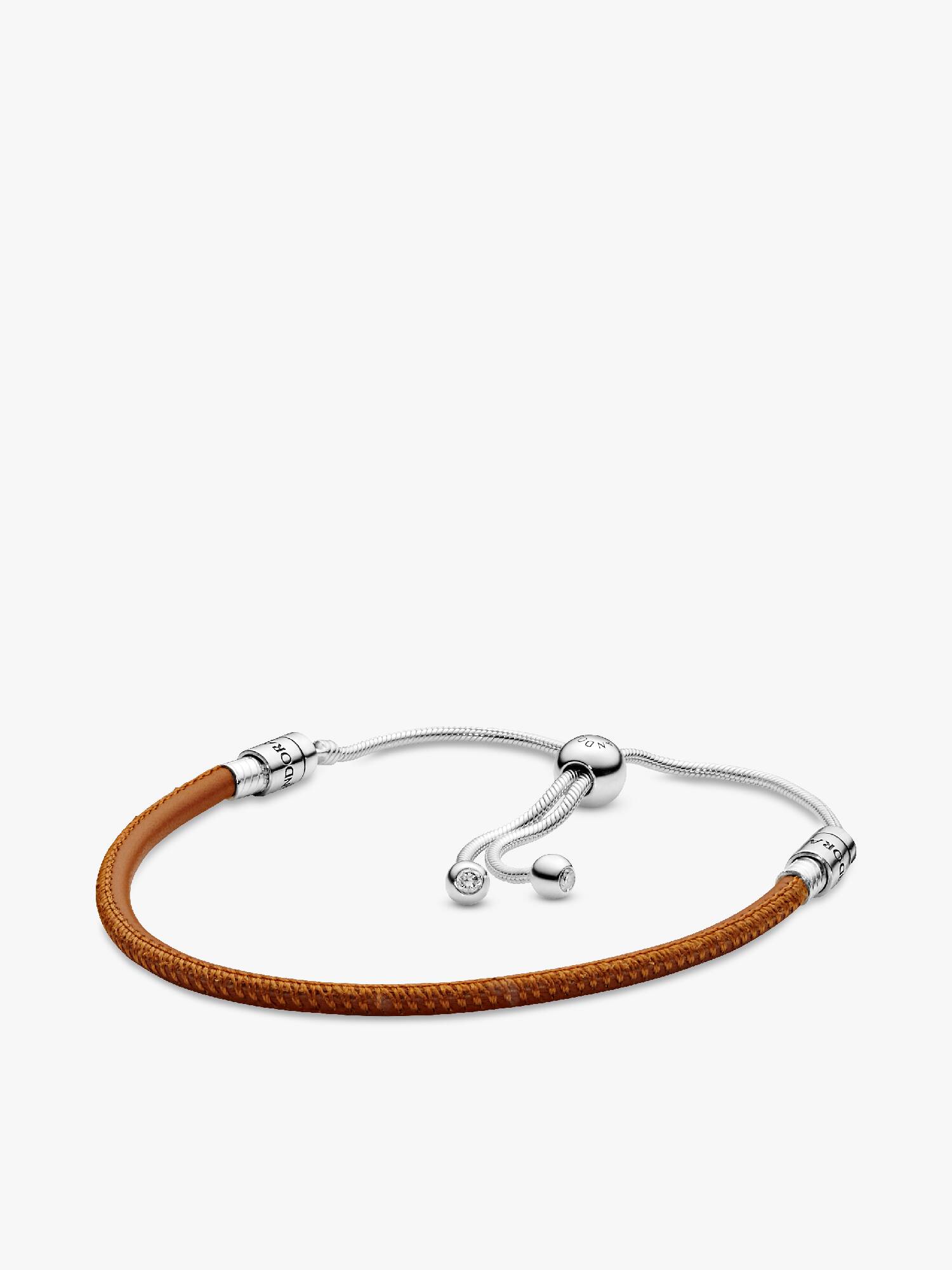 Pulseira em Couro Laranja Pandora Moments com Fecho Deslizante