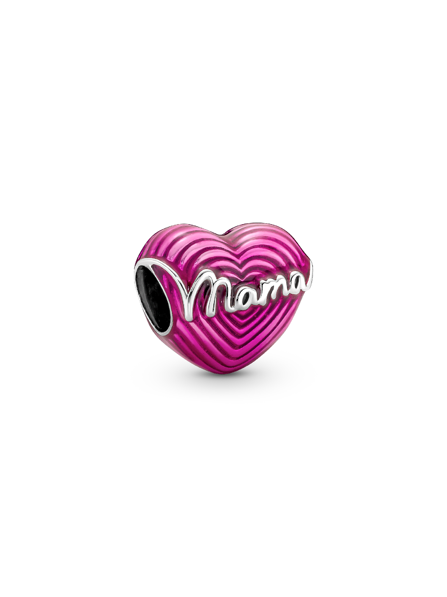 Heart mama sterling silver charm with transparent pink enamel