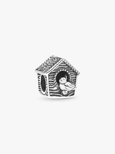 Bird house silver charm