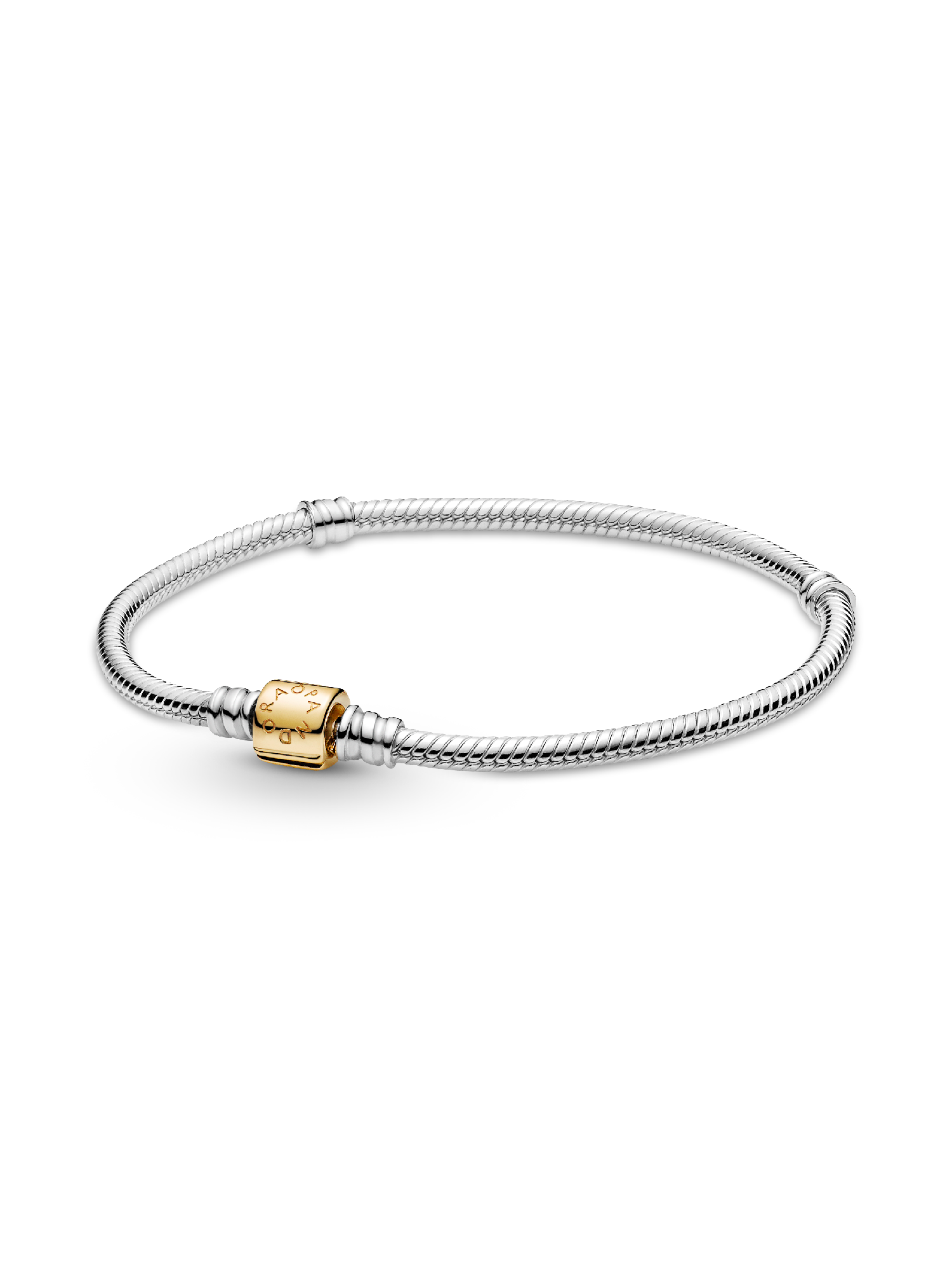 Braceletee Corrente de Serpiente Pandora Moments de dos Tonos ouro 14k com Broche de Barril