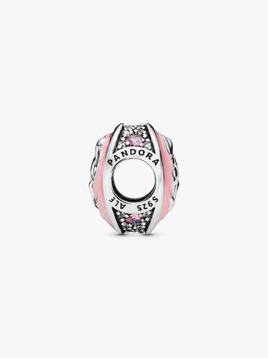 Disney Minnie silver charm with pink enamel, clear and pink cubic zirconia