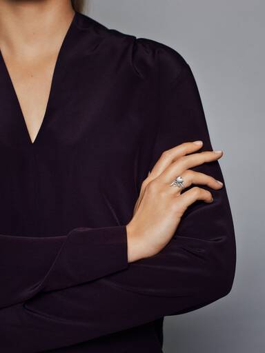 Heart trinity silver ring