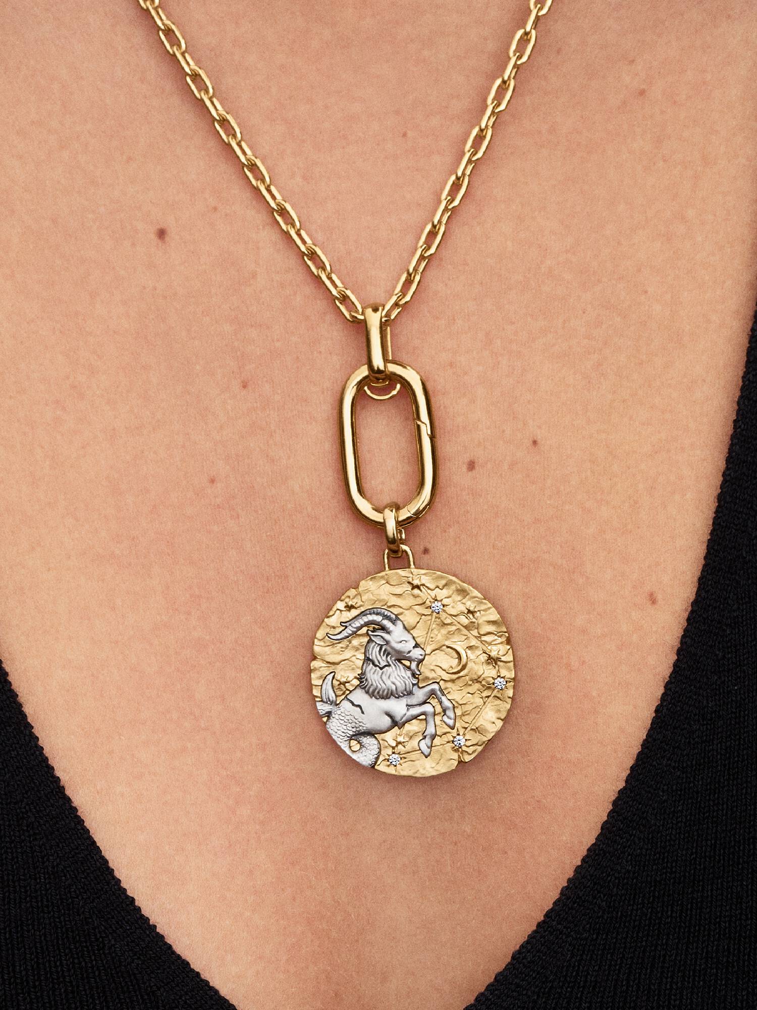 Charm Medalhão Maxi do Zodíaco do Signo de Capricórnio
