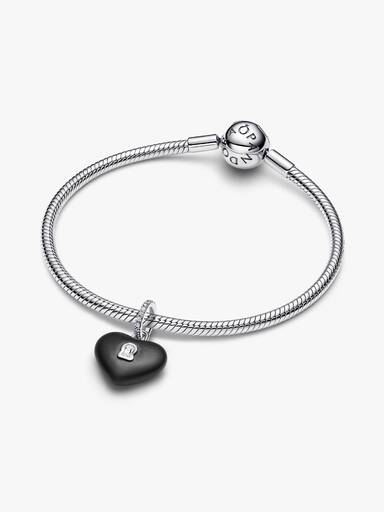 Charm Pendente Cadeado de Coração Em Cerâmica Preta