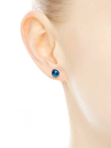 December birthstone silver stud earrings with London blue crystal
