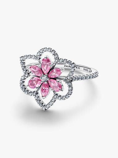 Anel Maxi Flor Rosa Cintilante