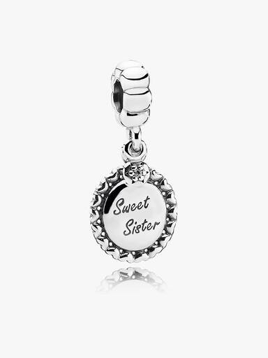 Sweet sister silver dangle with cubic zirconia