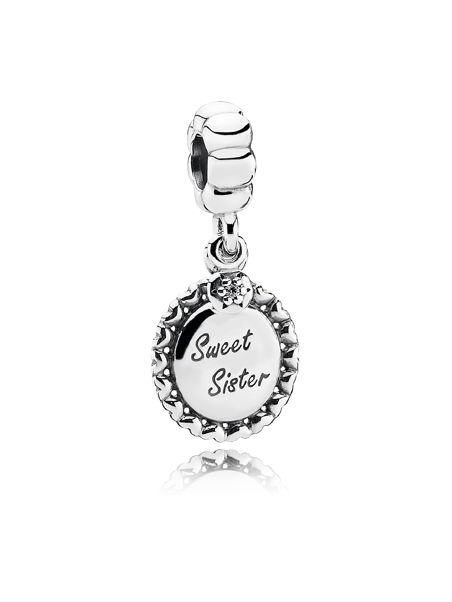 Sweet sister silver dangle with cubic zirconia