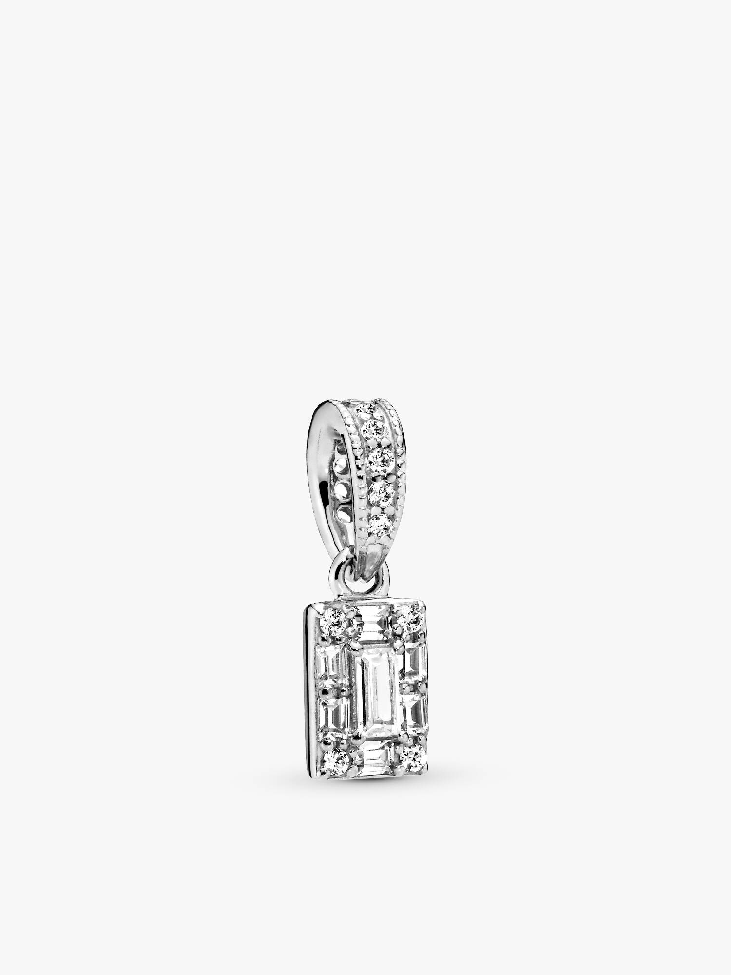 Ice cube silver pendant with clear cubic zirconia