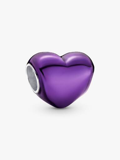 Charm Coração Metálico Roxo