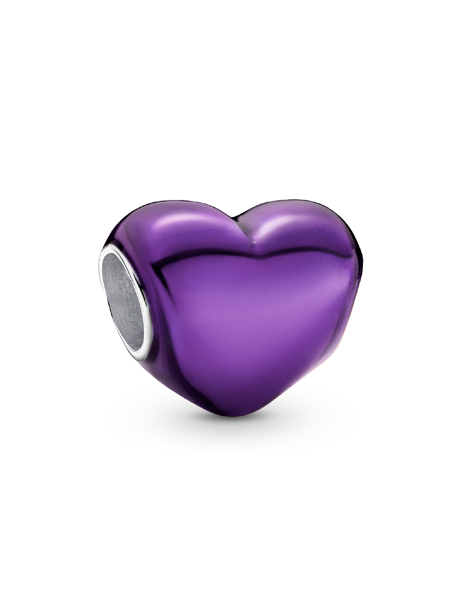Charm Coração Metálico Roxo