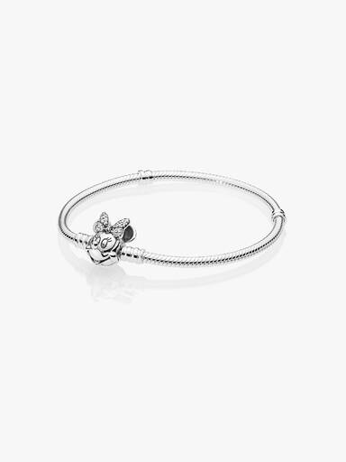 Pulseira Corrente Snake com Fecho da Minnie em Pavé