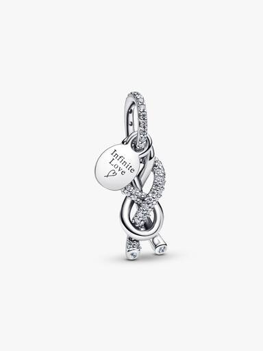 Charm pendente com nó infinito de pavê