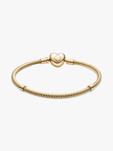Bracelete Diseño Corrente de Serpiente Cierre de Coração Pandora Moments