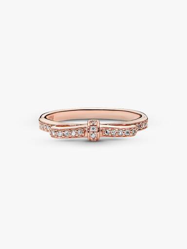 Bow PANDORA Rose ring with cubic zirconia