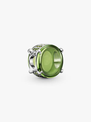 Sterling silver charm with light green and kiwi limegreen crystal