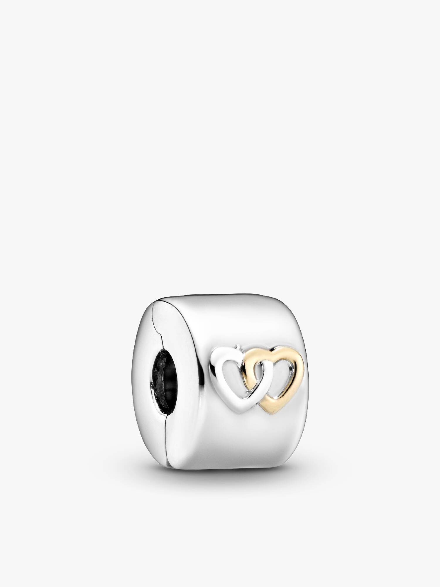 Interlocked hearts silver clip with 14k